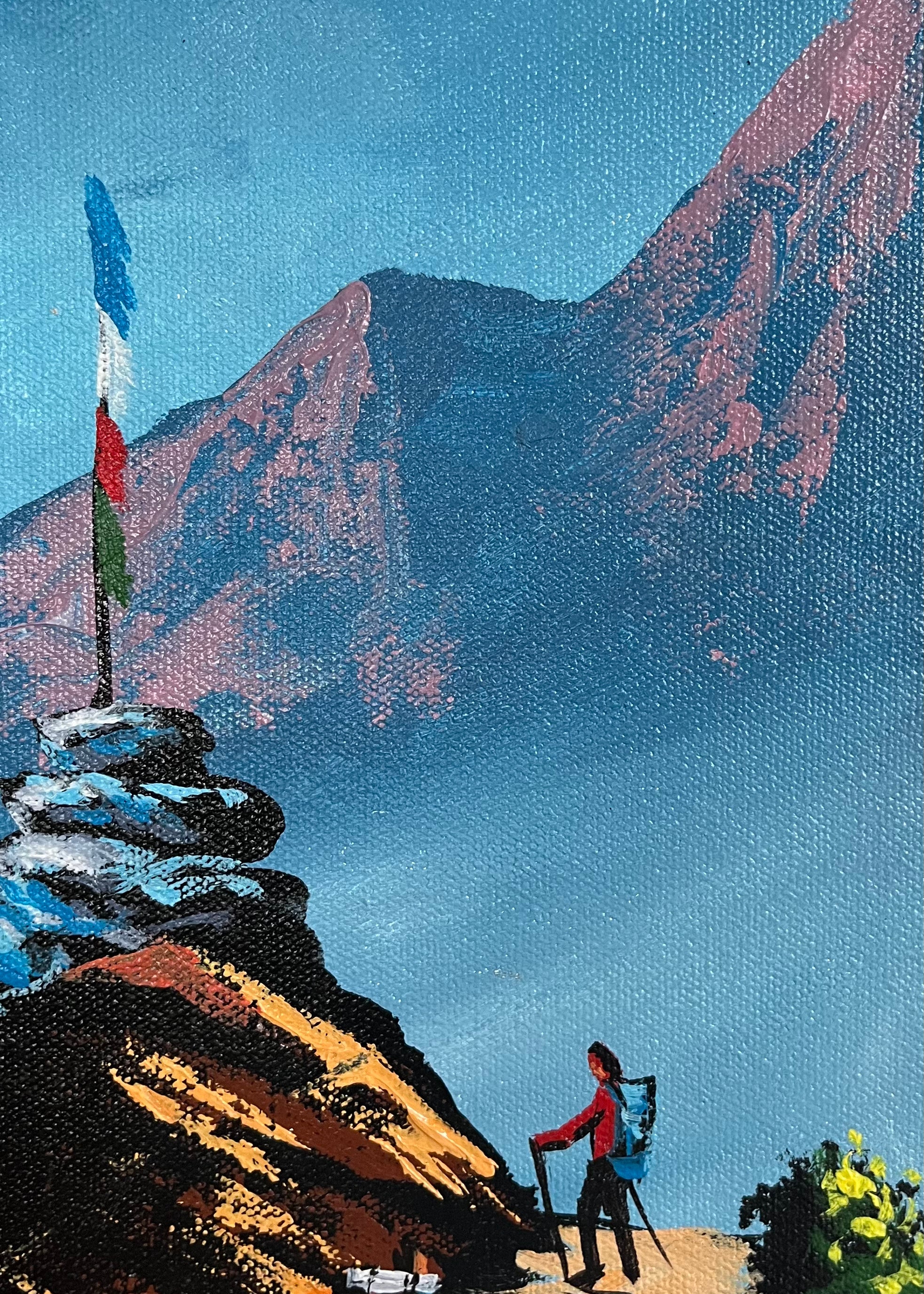 Hand-Painted Oil Painting of Mt Machapuchre 