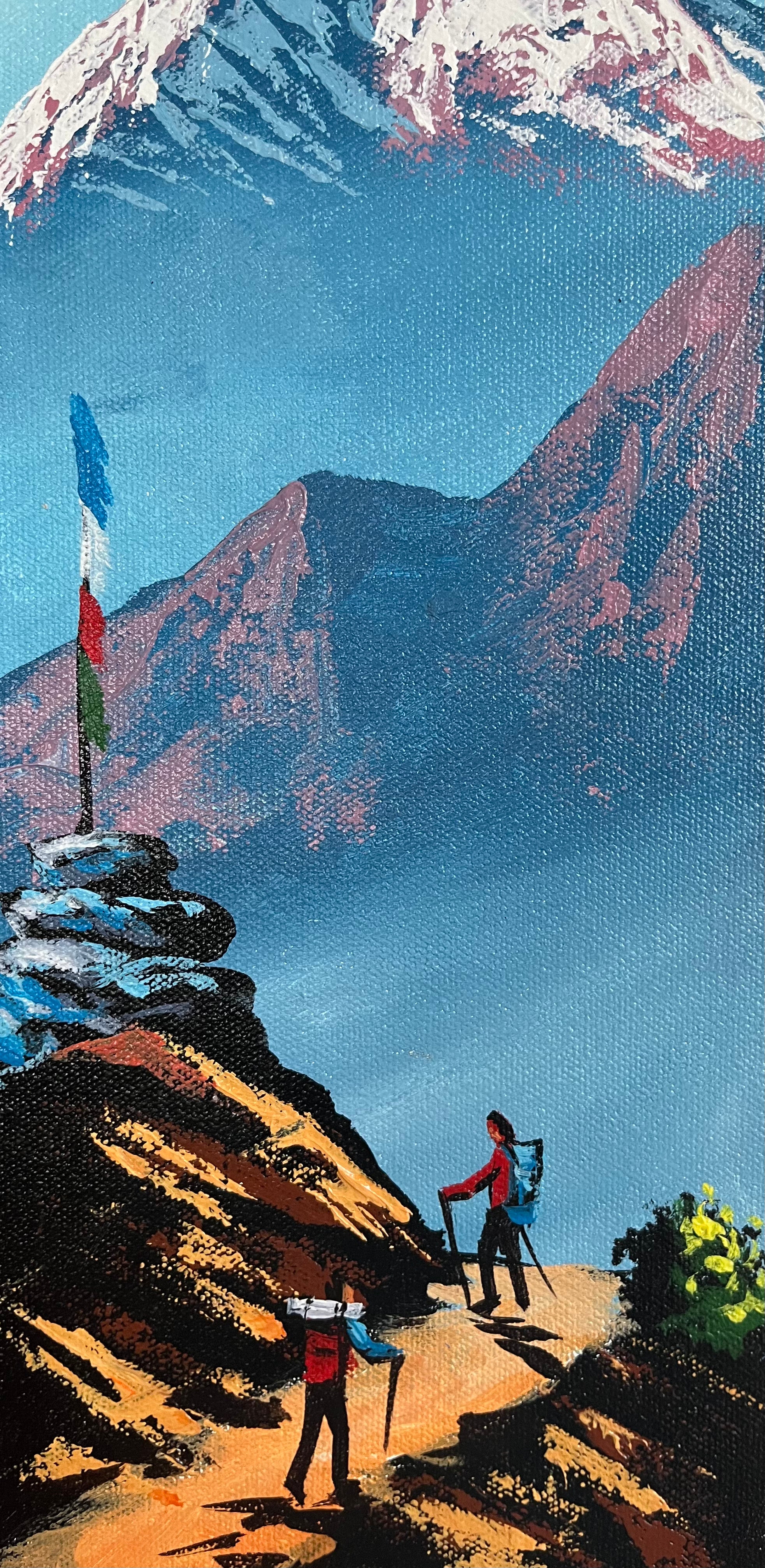 Hand-Painted Oil Painting of Mt Machapuchre 