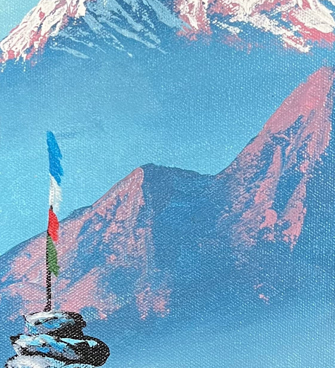 Hand-Painted Oil Painting of Mt Machapuchre 