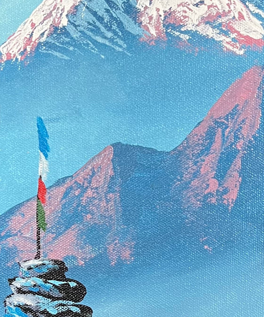 Hand-Painted Oil Painting of Mt Machapuchre 
