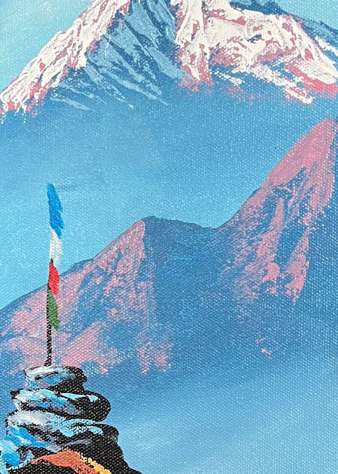 Hand-Painted Oil Painting of Mt Machapuchre 