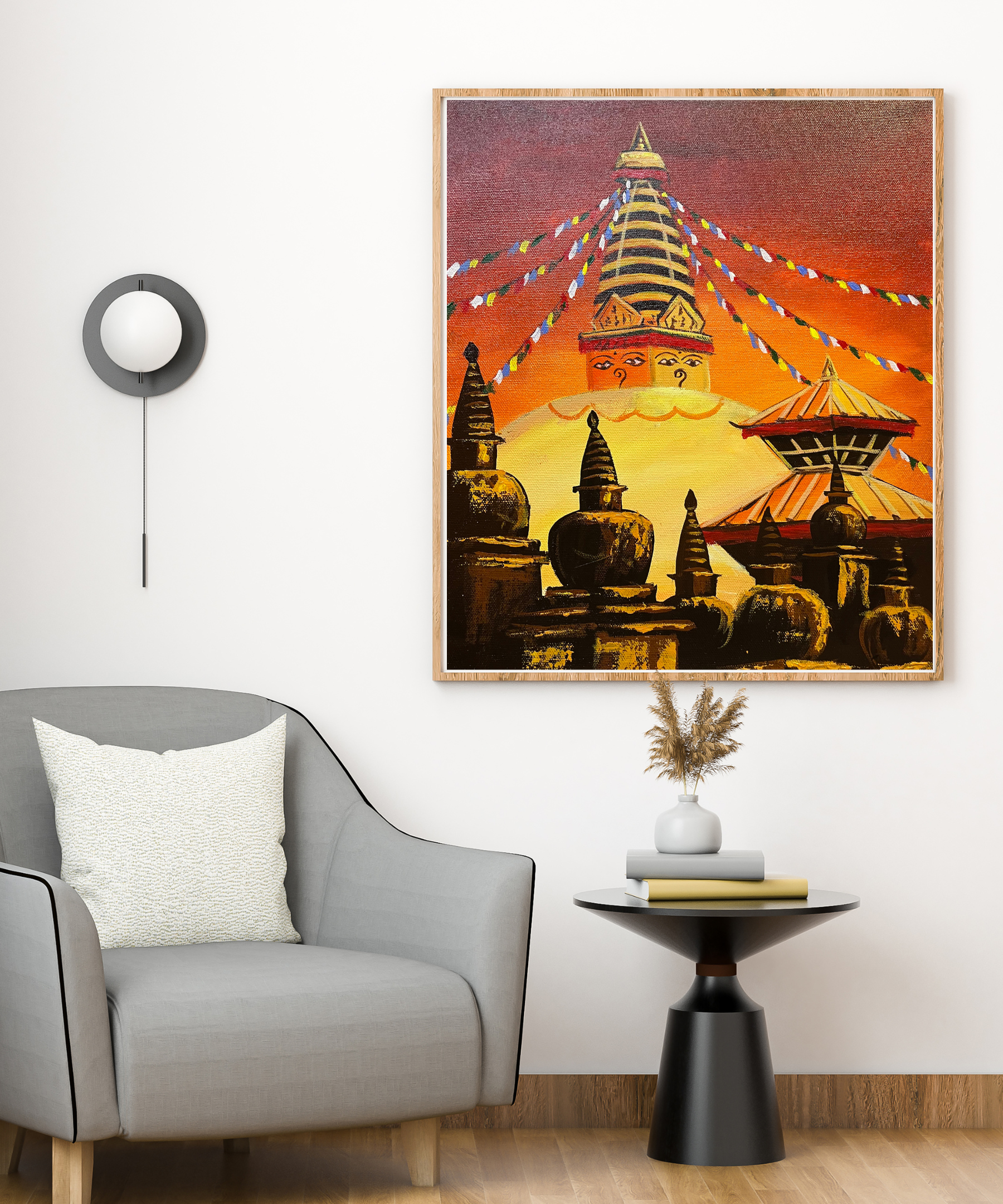 Swayambhunath Stupa OIl Painting