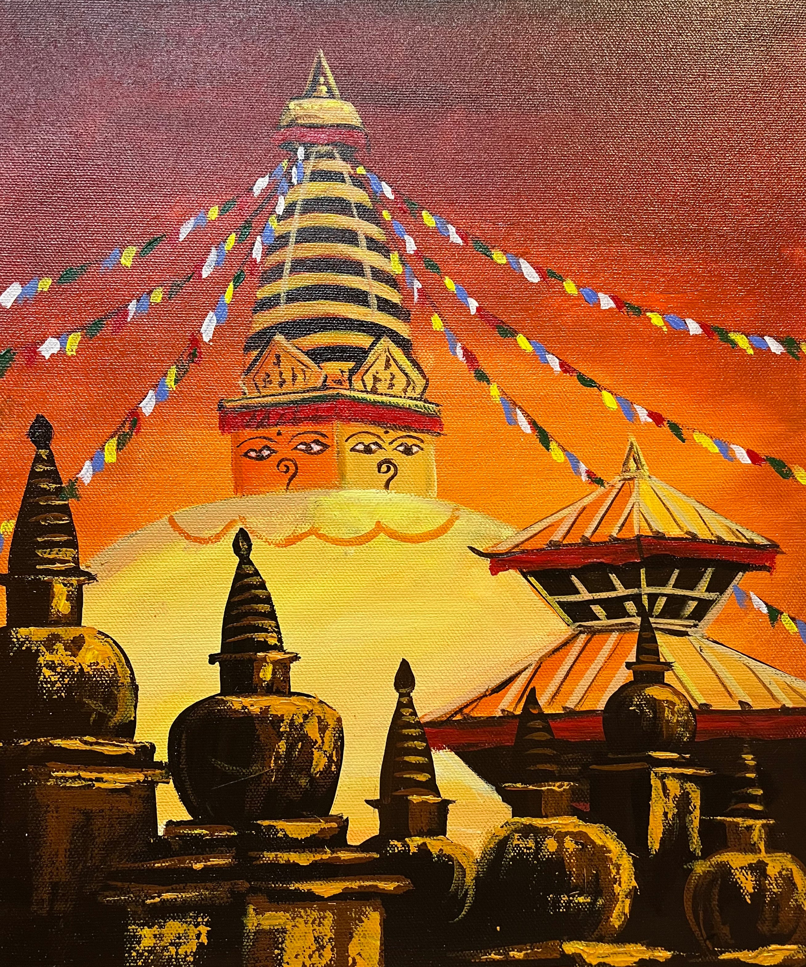 Swayambhunath Stupa OIl Painting