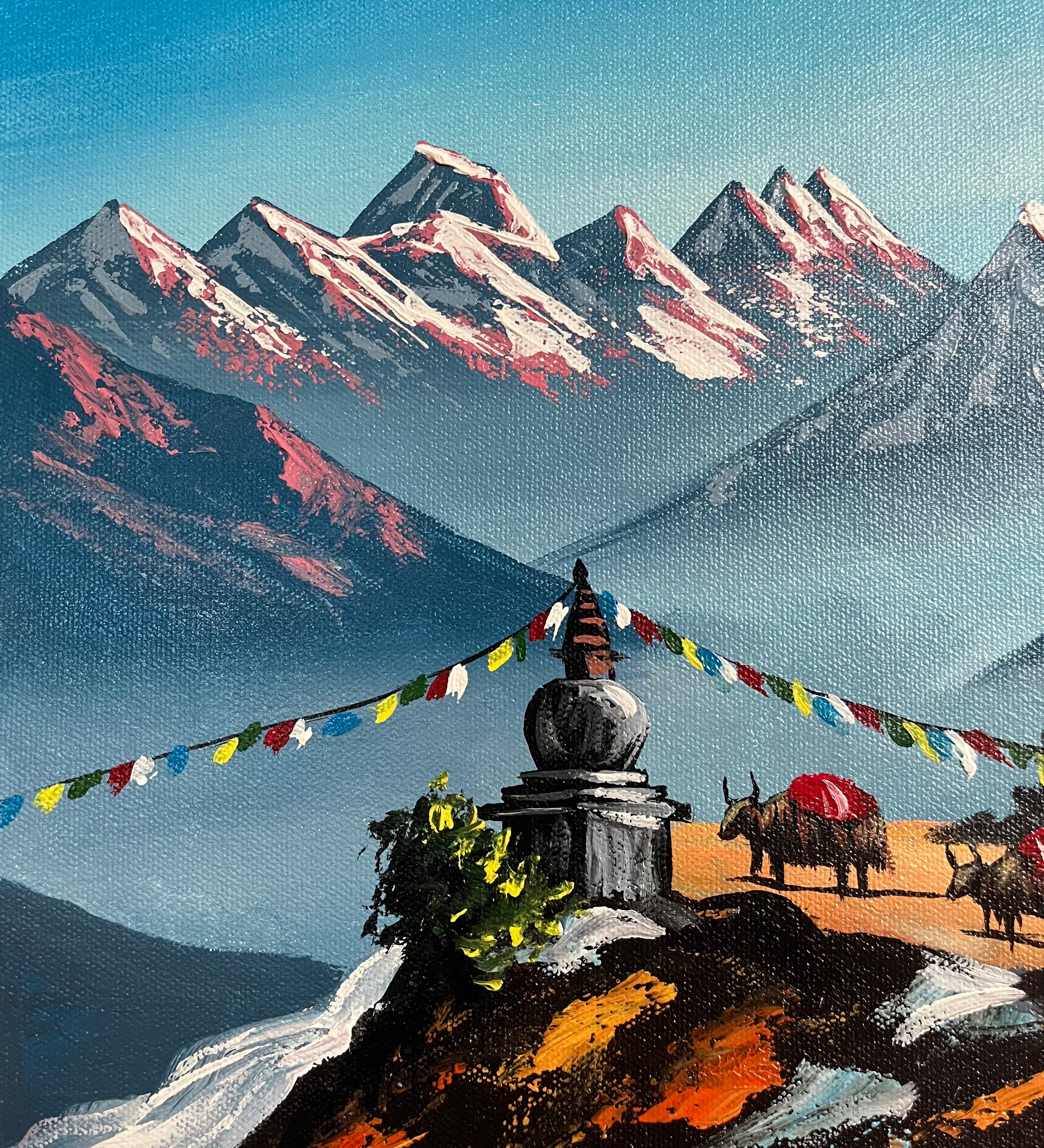 Mount Ama Dablam & Mount Everest Oil Painting