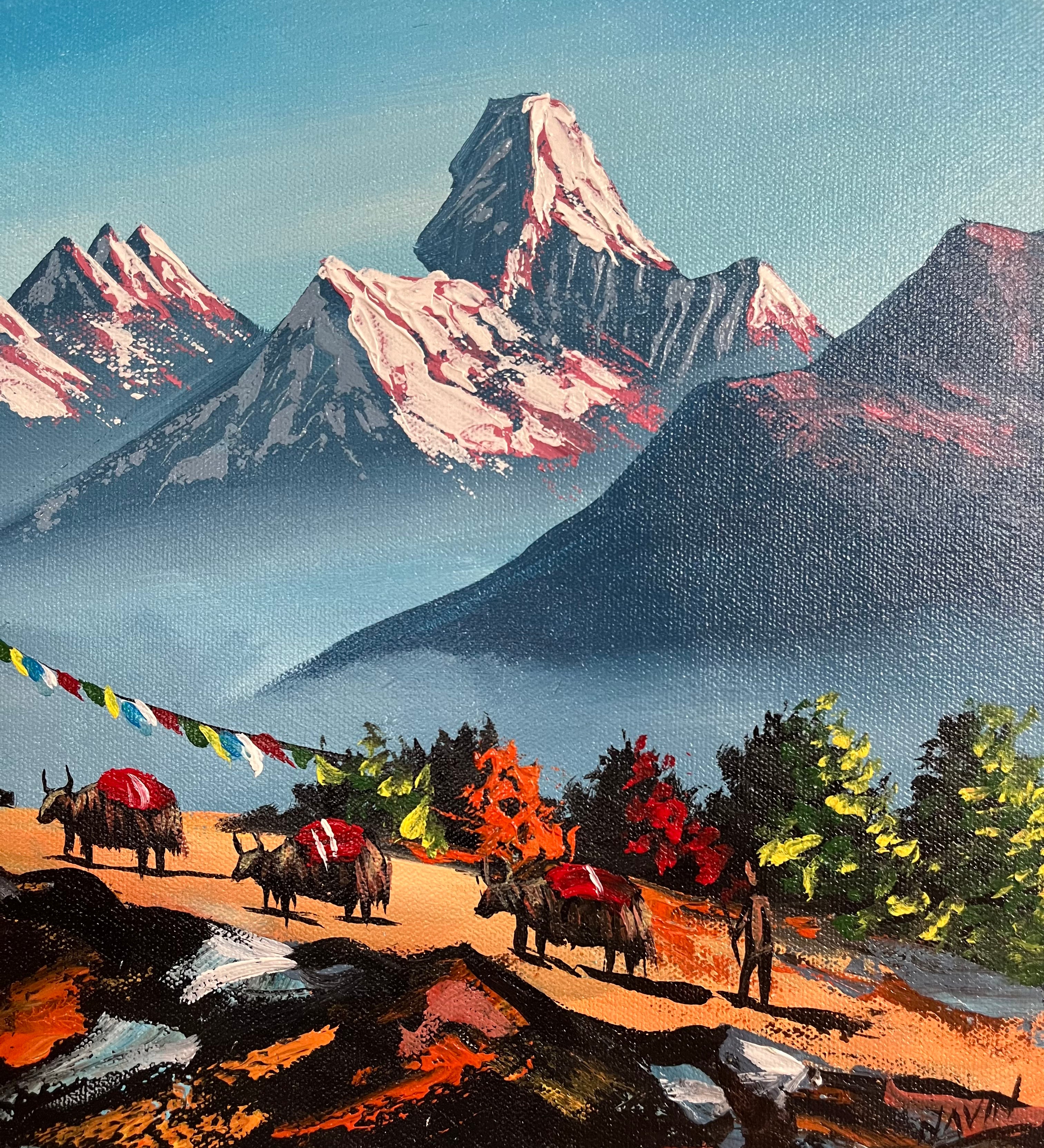 Mount Ama Dablam & Mount Everest Oil Painting