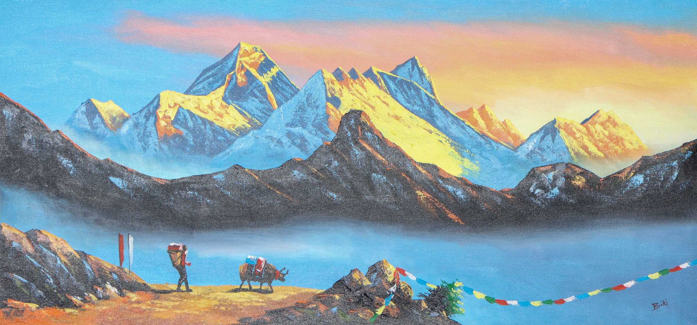 Mount Everest Oil Painting for wall decor.