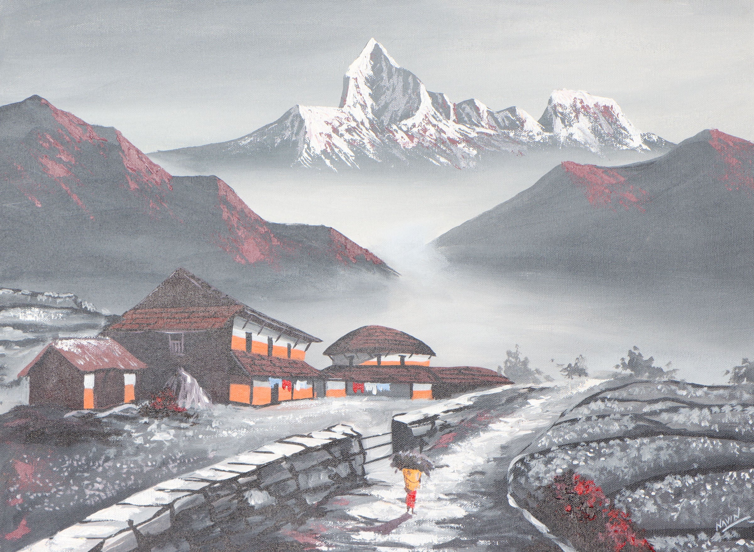 Oil Painting of Ama Dablam - Tibetan Art