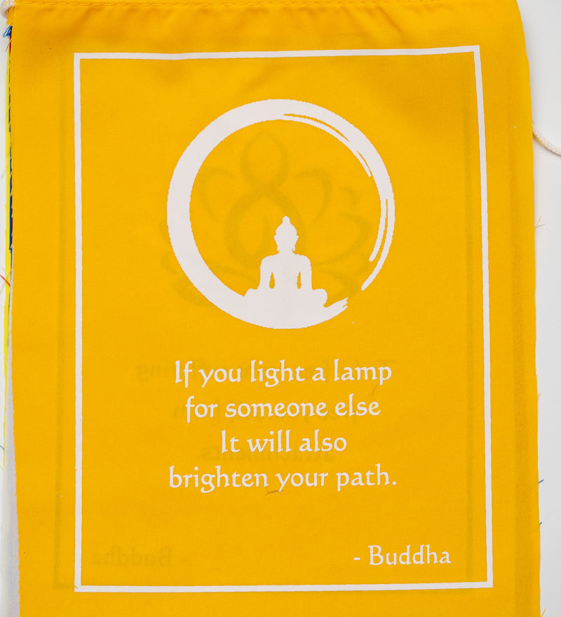 Buddha quote-adorned prayer flag