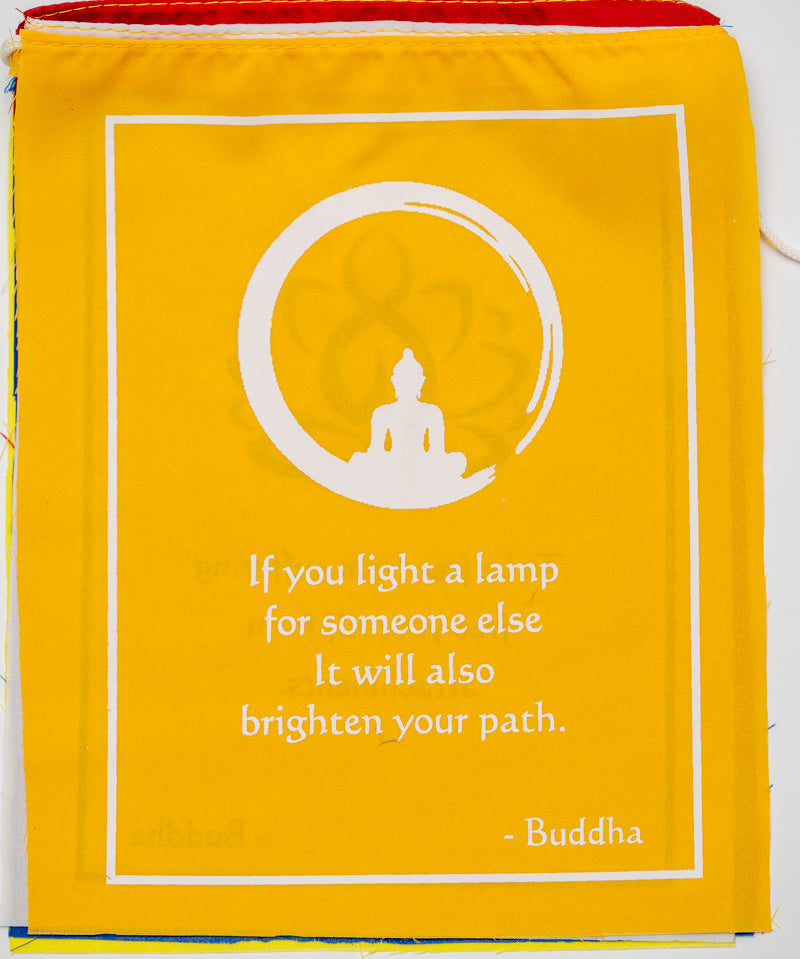 Buddha quote-adorned prayer flag