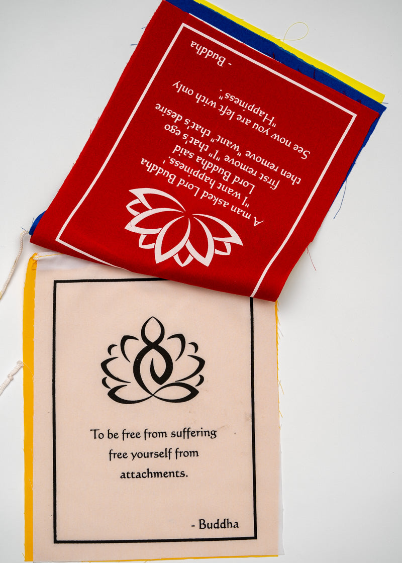 Buddha quote-adorned prayer flag