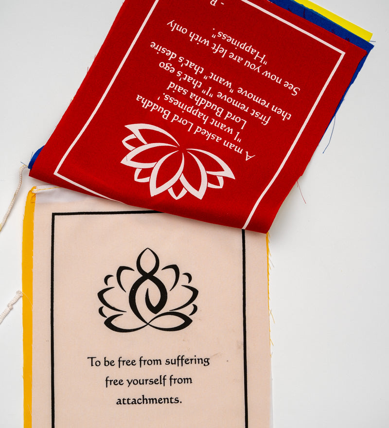 Buddha quote-adorned prayer flag