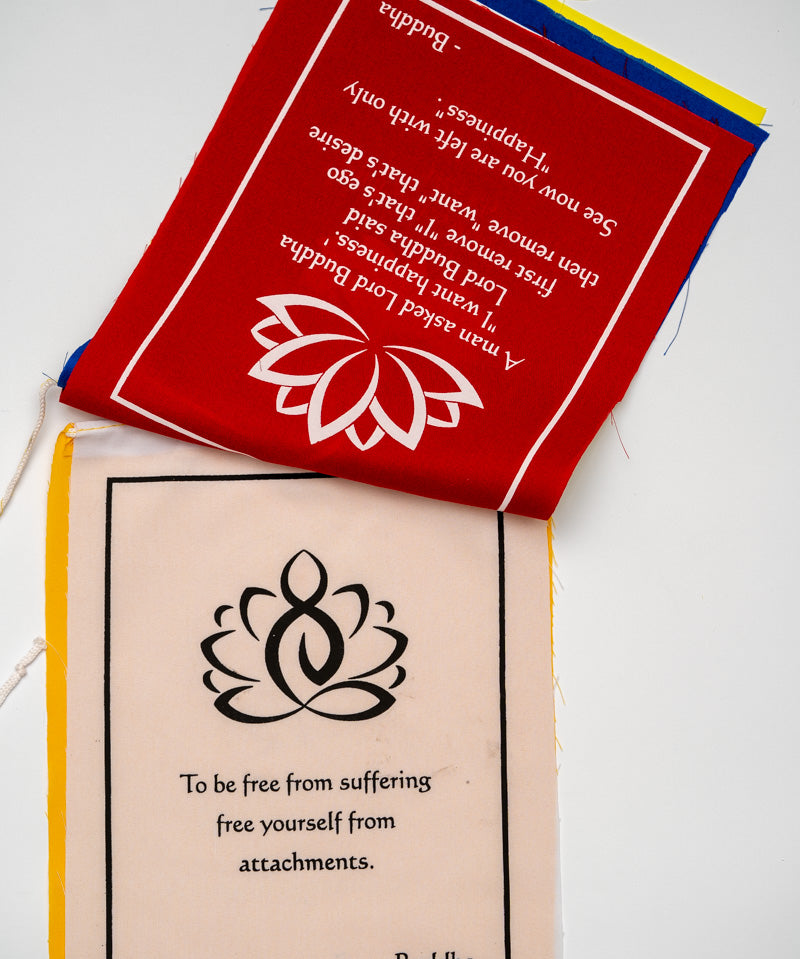 Buddha quote-adorned prayer flag