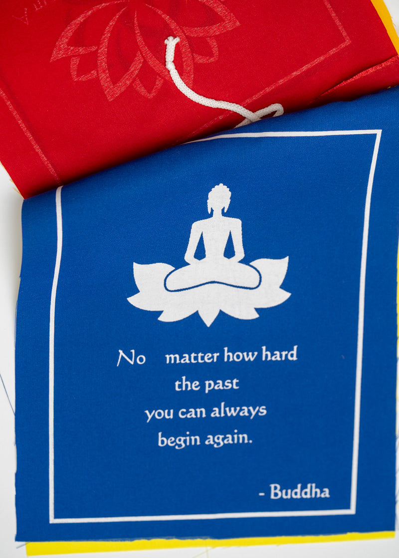 Buddha quote-adorned prayer flag
