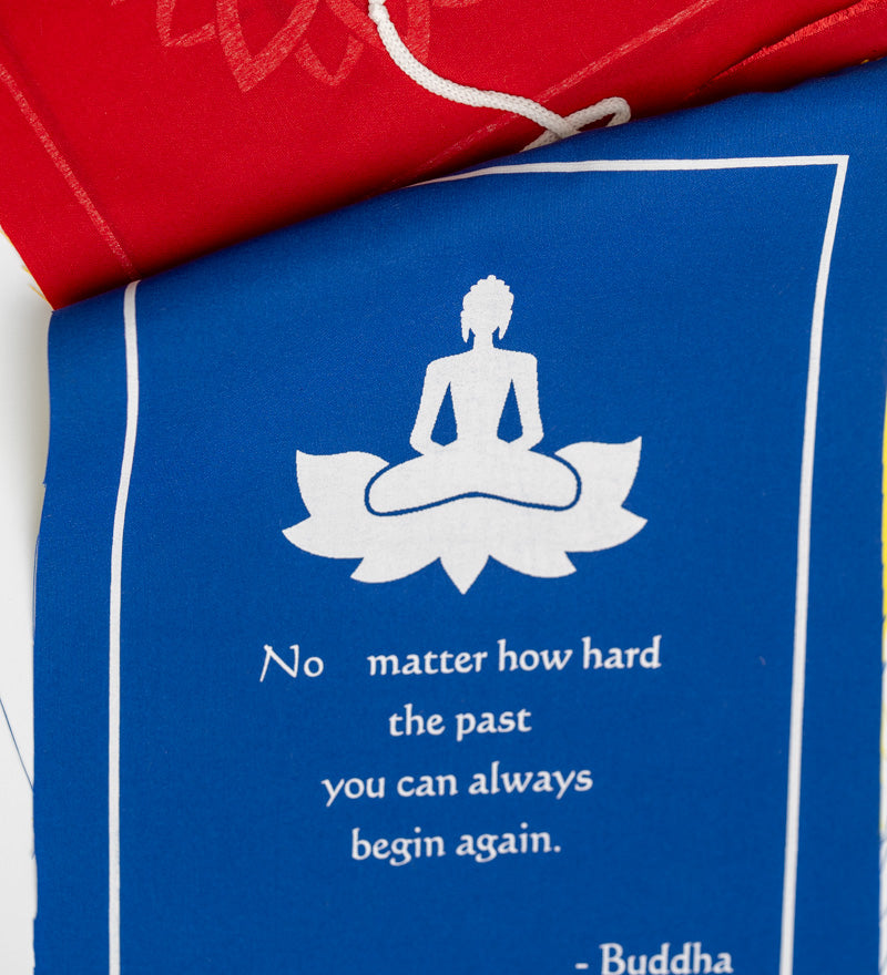 Buddha quote-adorned prayer flag