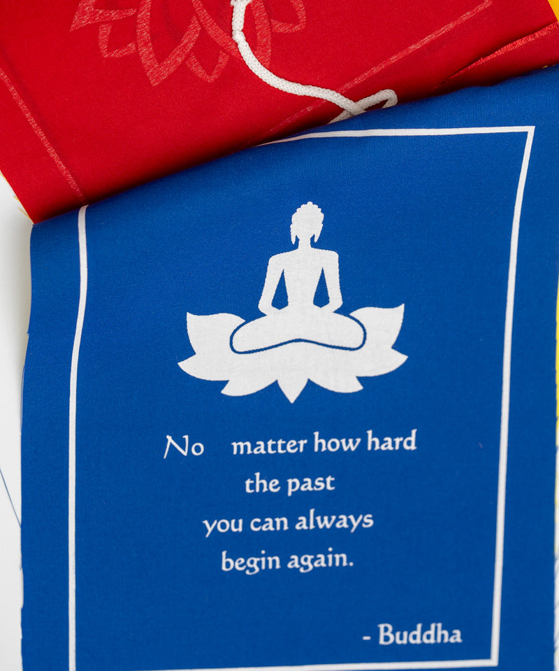 Buddha quote-adorned prayer flag