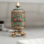 Turquoise & Coral Vajra Prayer Wheel