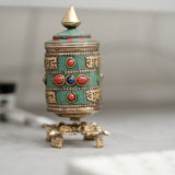 Turquoise & Coral Vajra Prayer Wheel
