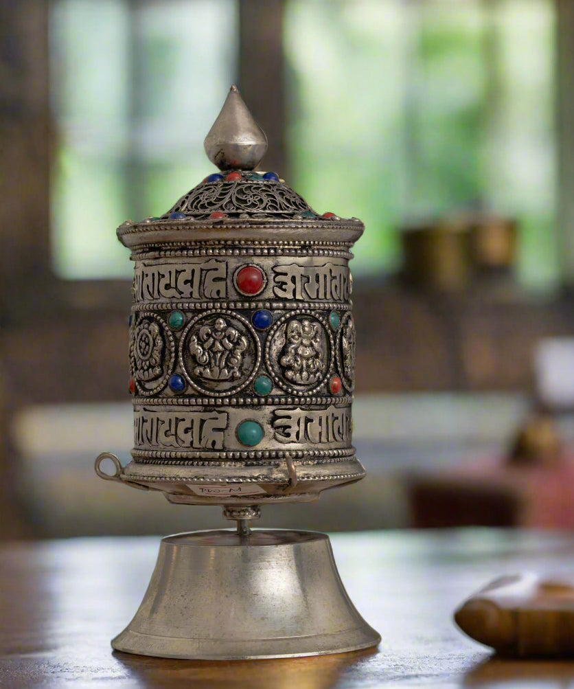 Gemstone Mantra Prayer Wheel for prayer and meditation.