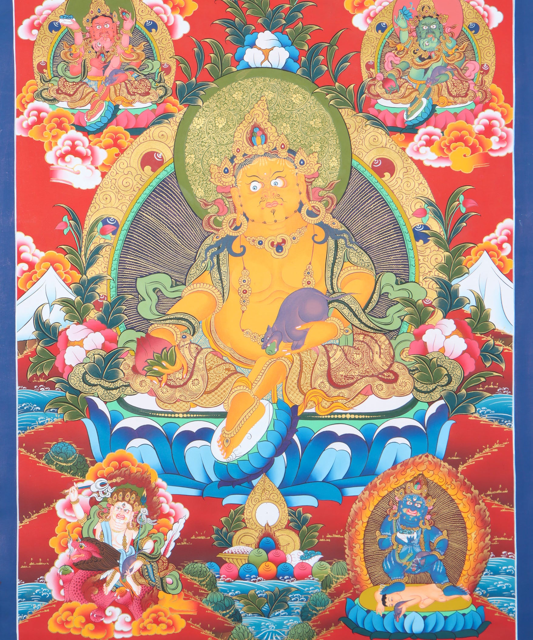Pancha Kuber Thangka Painting for wealth and preposperity.
