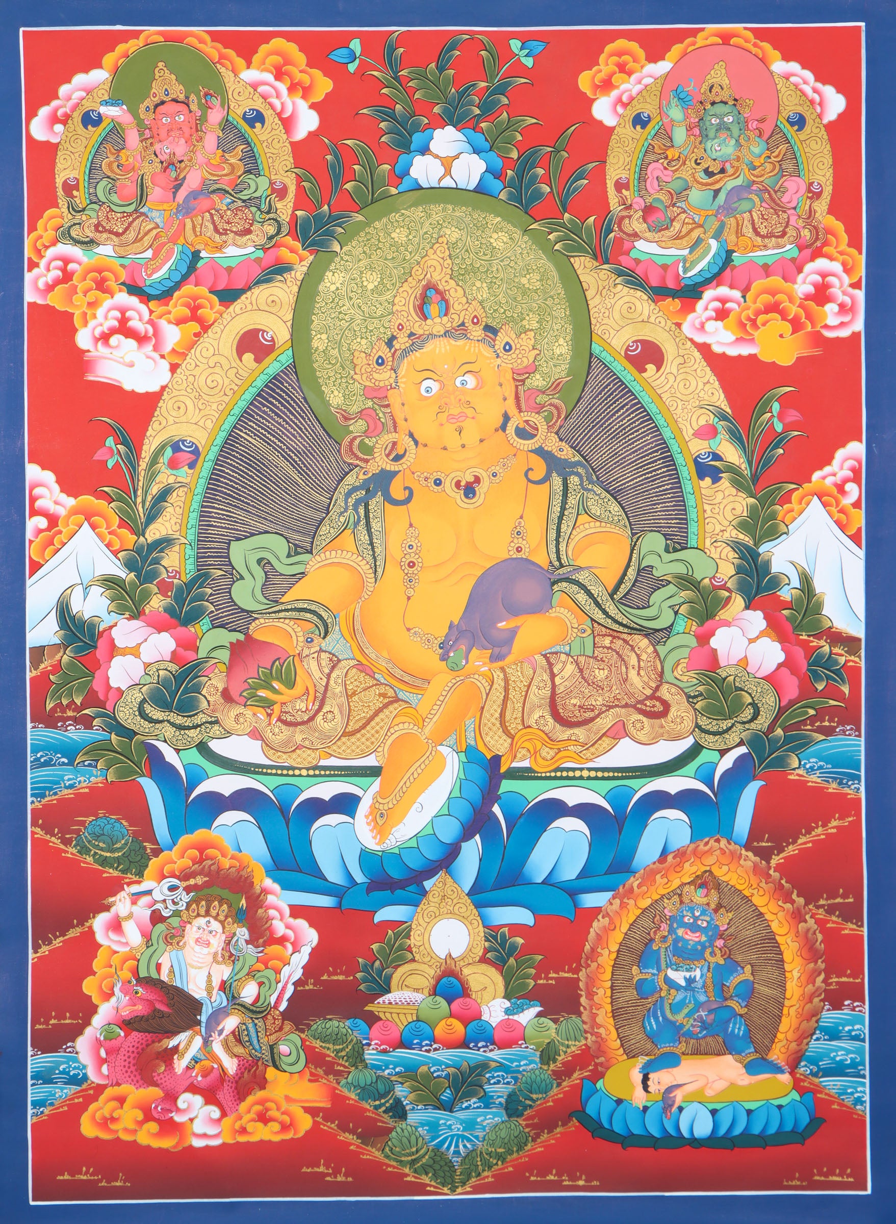 Pancha Kuber Thangka Painting for wealth and preposperity.