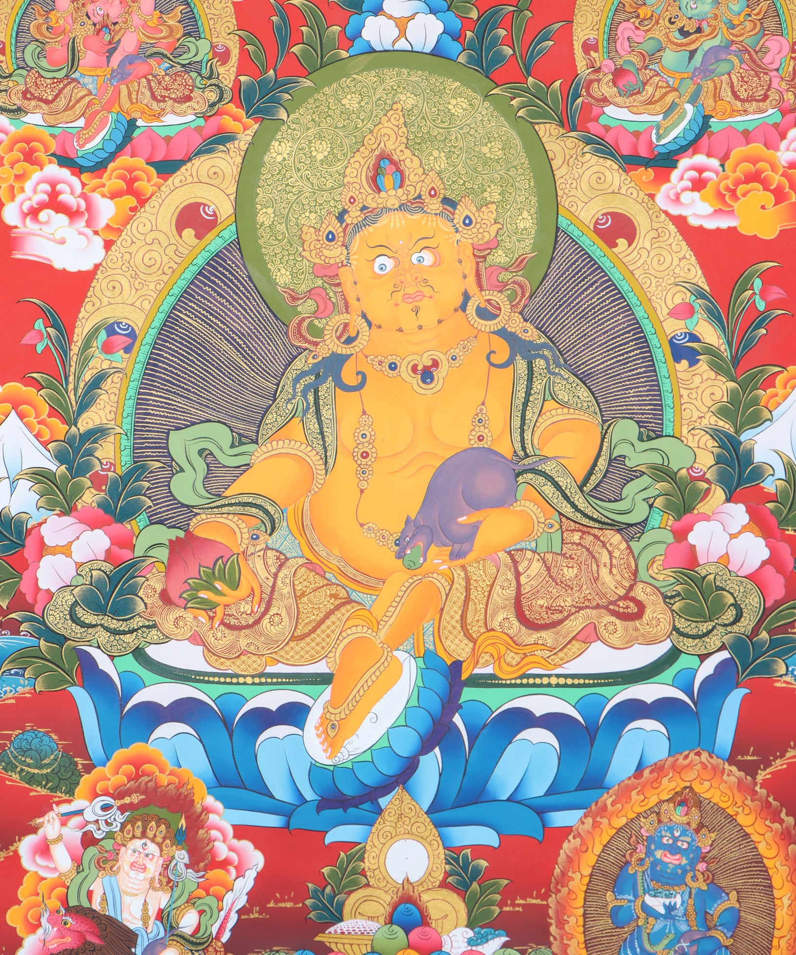 Pancha Kuber Thangka Painting for wealth and preposperity.