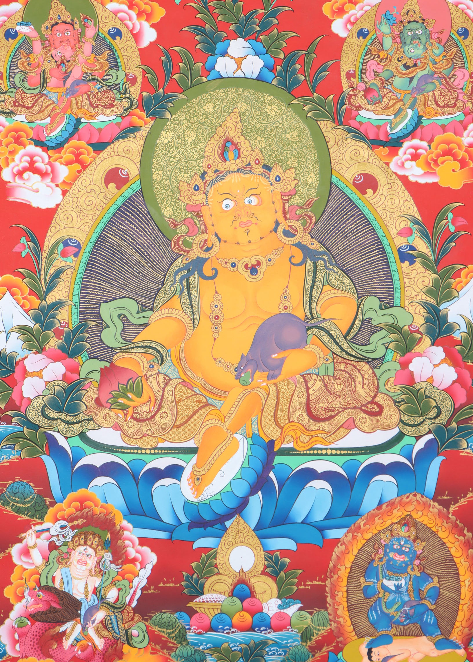 Pancha Kuber Thangka Painting for wealth and preposperity.