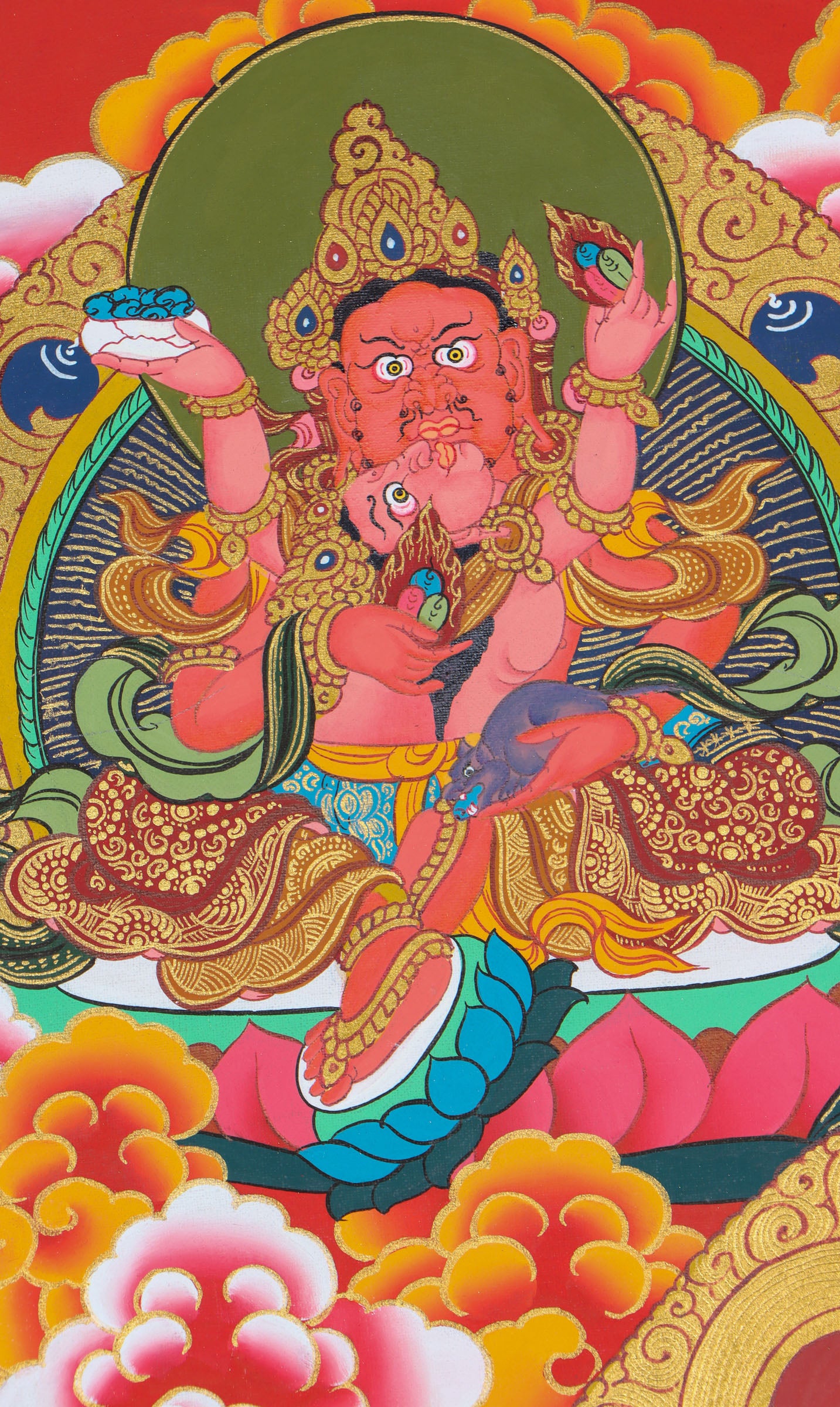 Pancha Kuber Thangka Painting for wealth and preposperity.