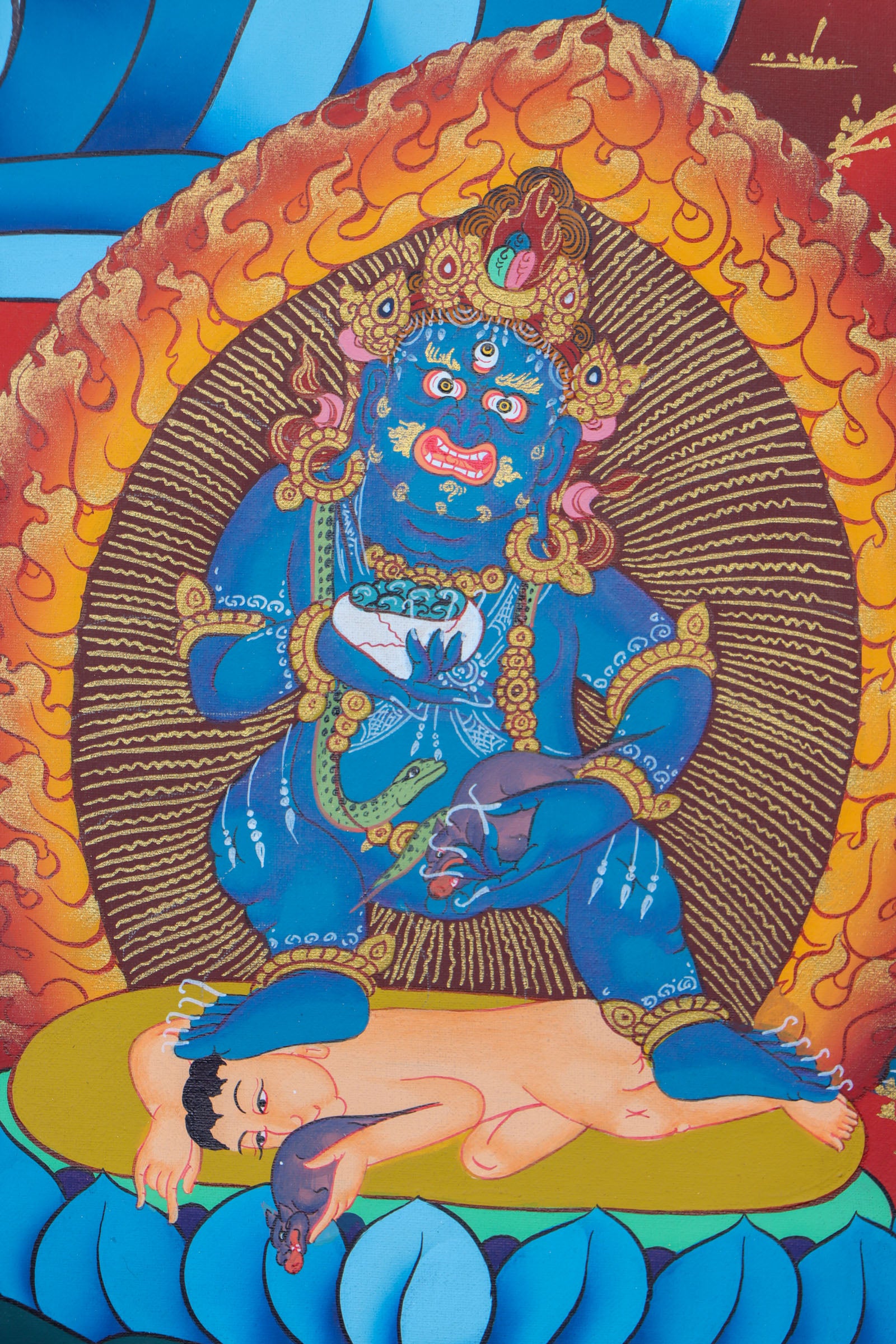 Pancha Kuber Thangka Painting for wealth and preposperity.