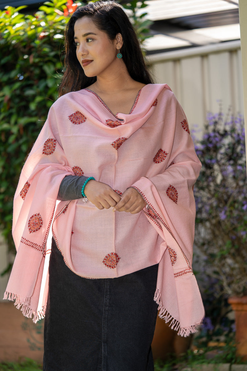 Embroidery Pashmina Shawl - 100 % cashmere shawl