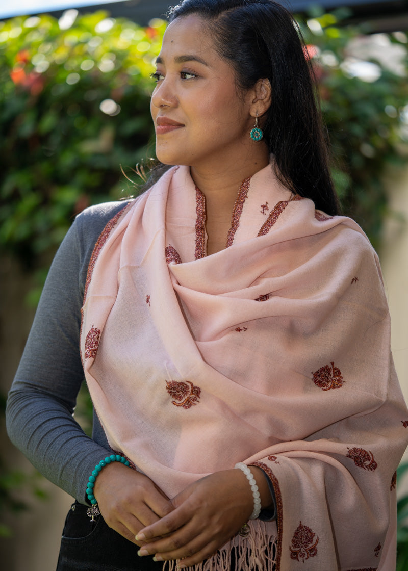 Light Embroidery Pashmina Shawl for every day use.