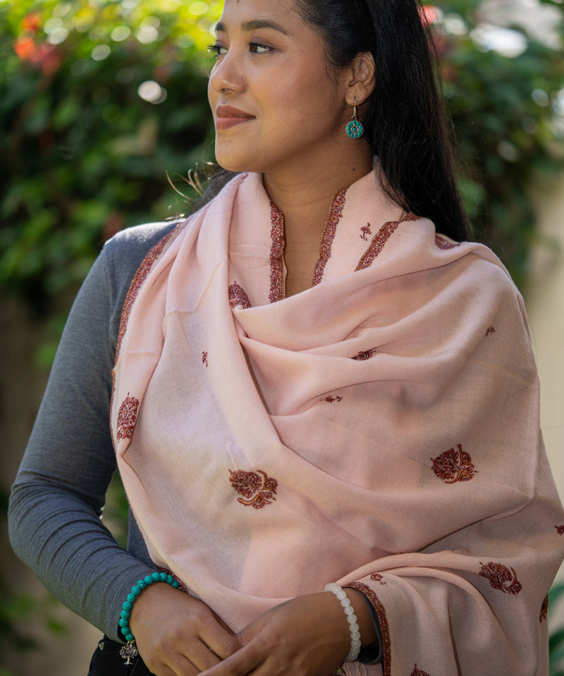 Light Embroidery Pashmina Shawl for every day use.