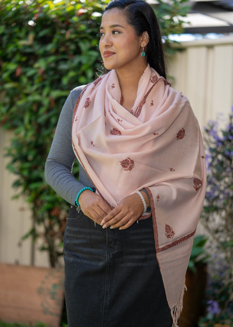 Light Embroidery Pashmina Shawl for every day use.
