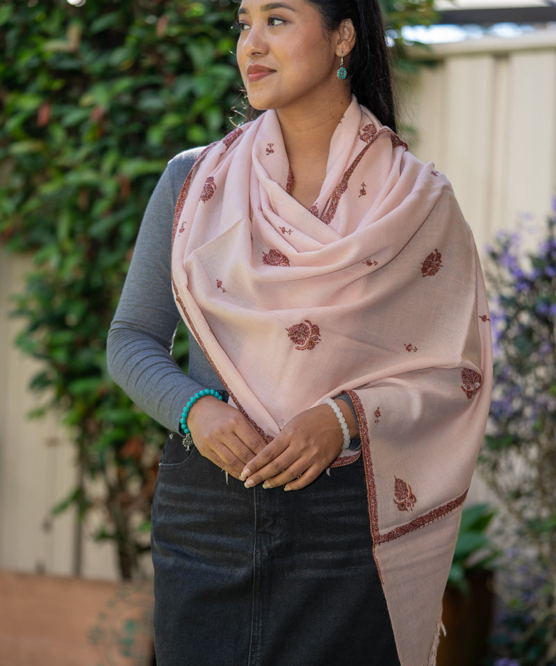 Light Embroidery Pashmina Shawl for every day use.
