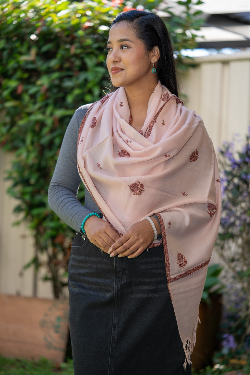 Light Embroidery Pashmina Shawl for every day use.