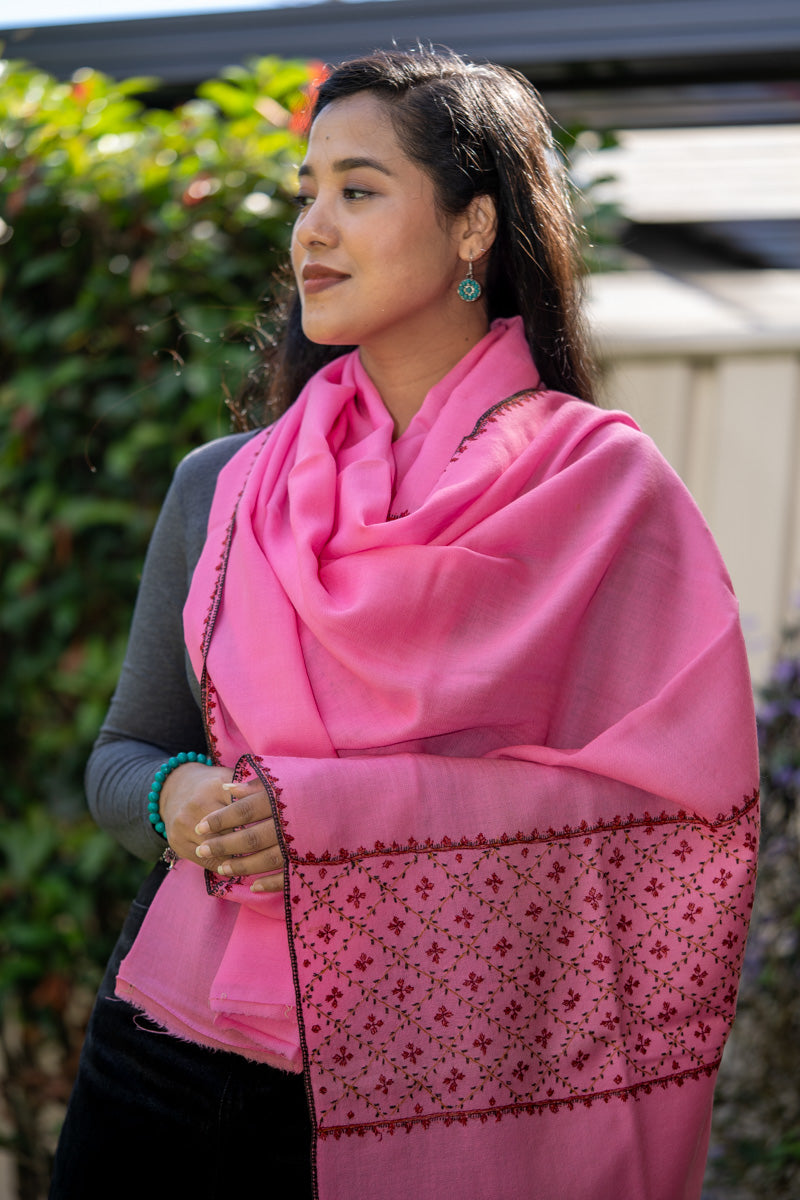 Hand Embroidered Pashmina Shawl for uplifting your fashion wear.
