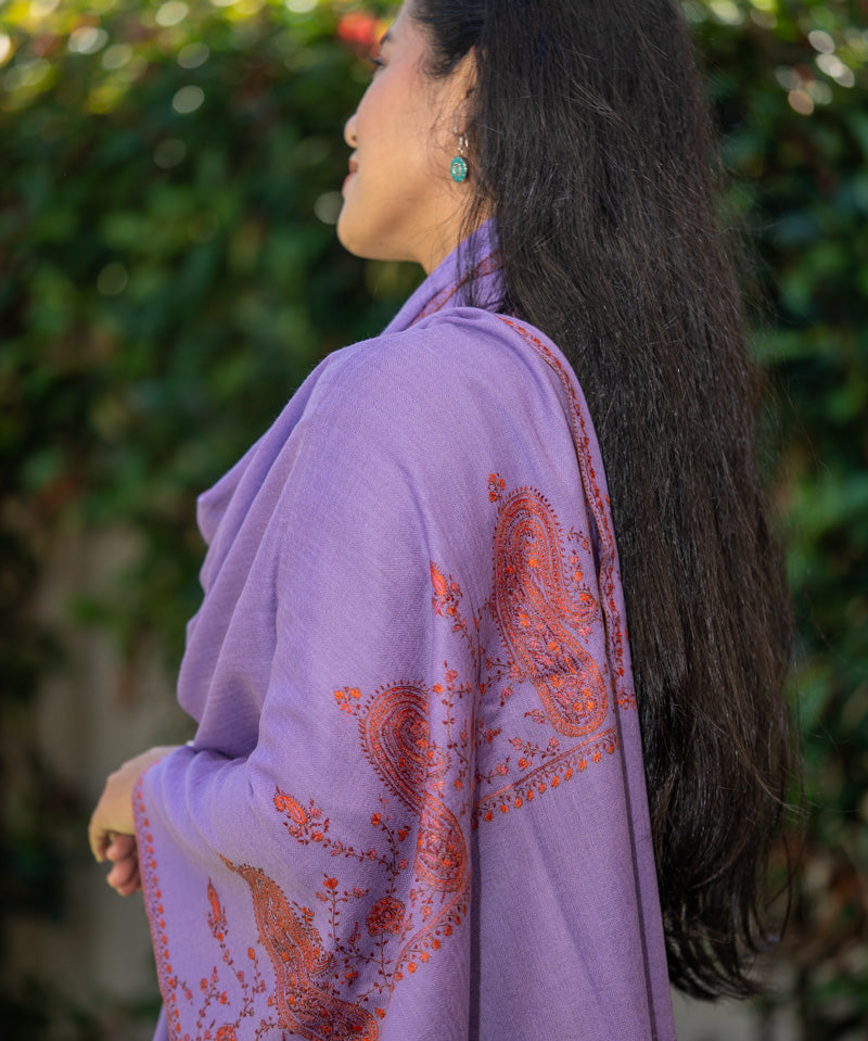 Hand Embroidered Pashmina Shawl - 100 % Cashmere