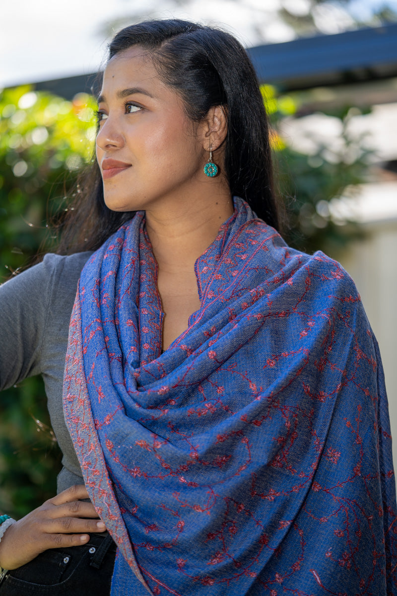 Hand Embroidered Pashmina Shawl - Handwoven shawl