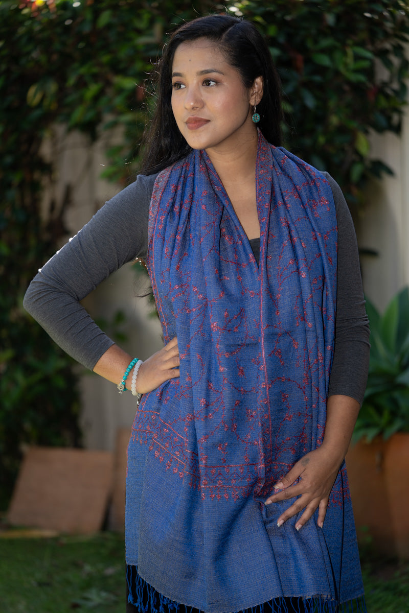 Hand Embroidered Pashmina Shawl - Handwoven shawl