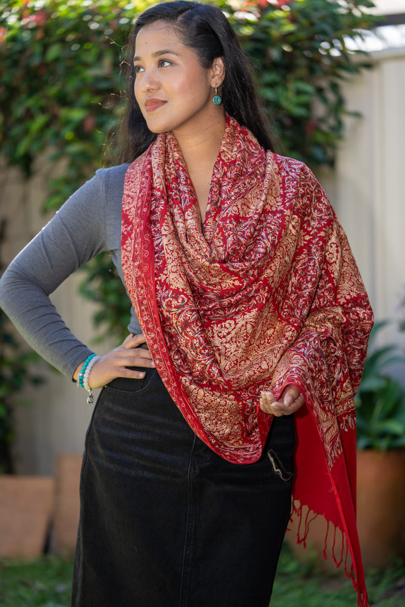Heavy Embroidered Pashmina Shawl for special occasions.
