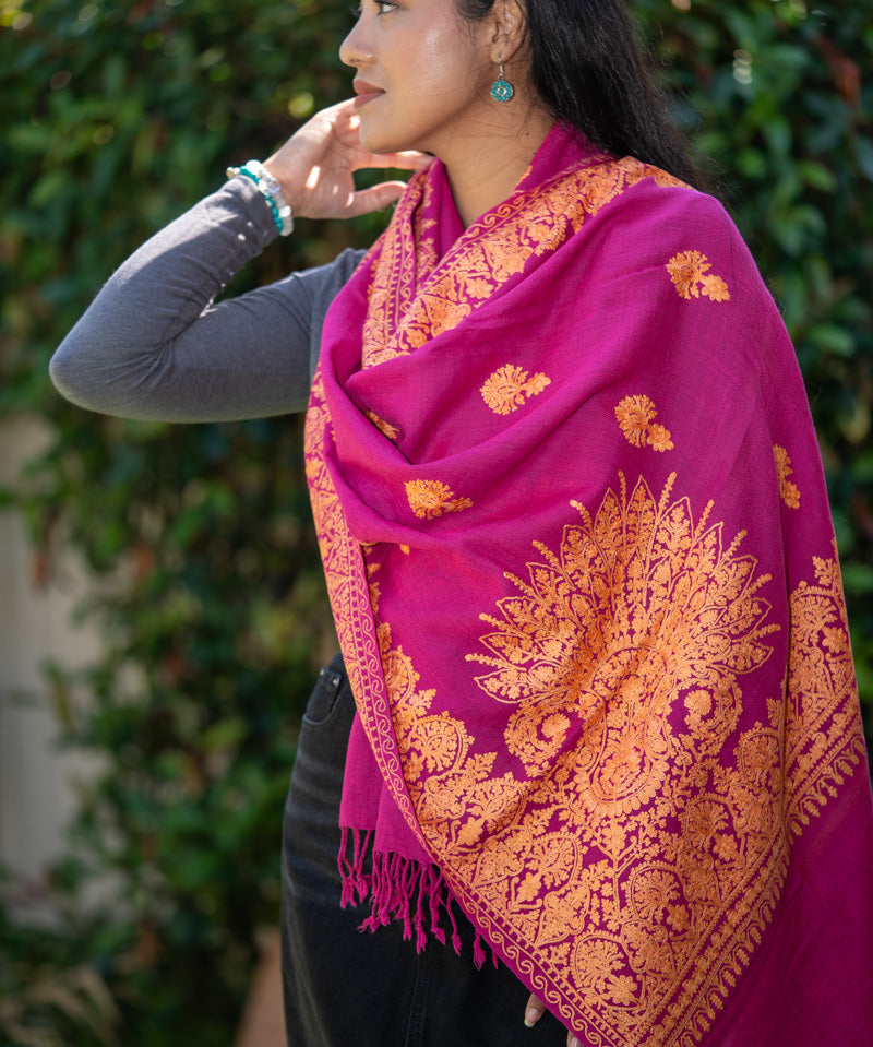 Heavy Embroidered Pashmina Shawl - Shop now.
