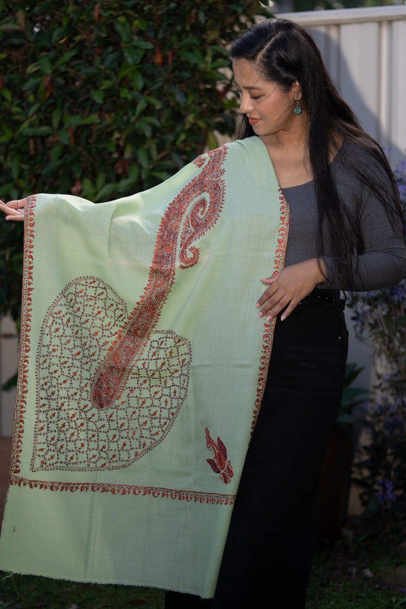 Embroidery Pashmina Shawl - 100% cashmere shawl