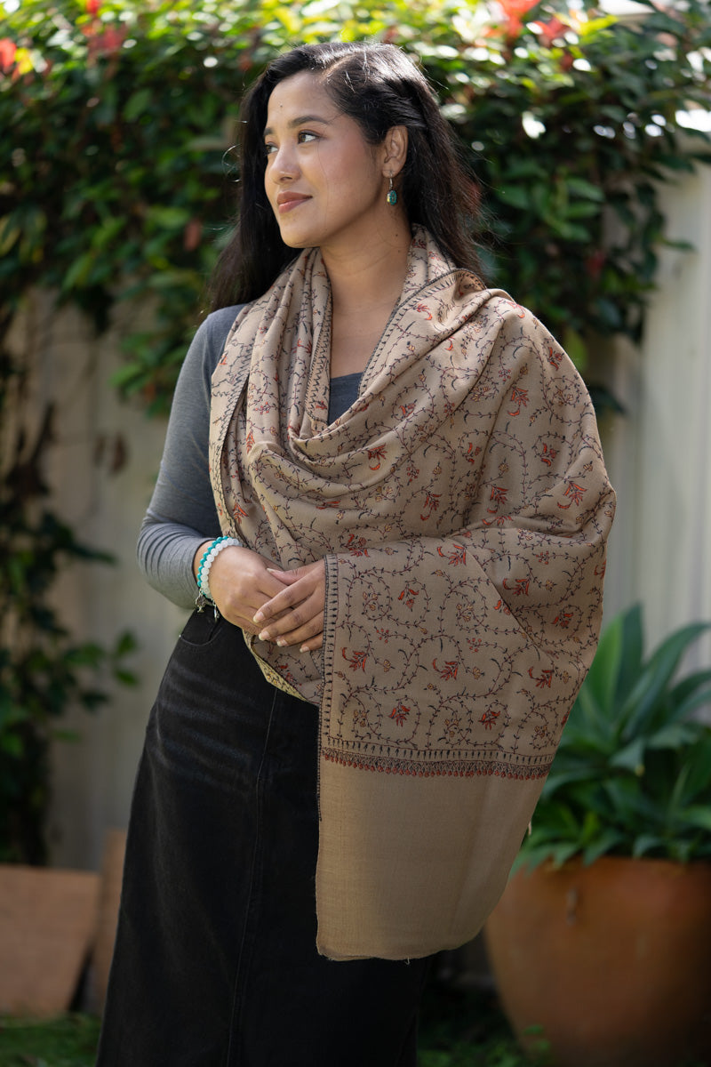 Embroidery Pashmina Shawl - 100% cashmere  Shawl