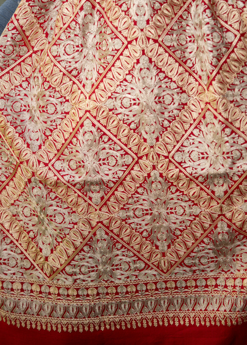 Heavy Embroidery Pashmina Shawl - 100% cashmere shawl