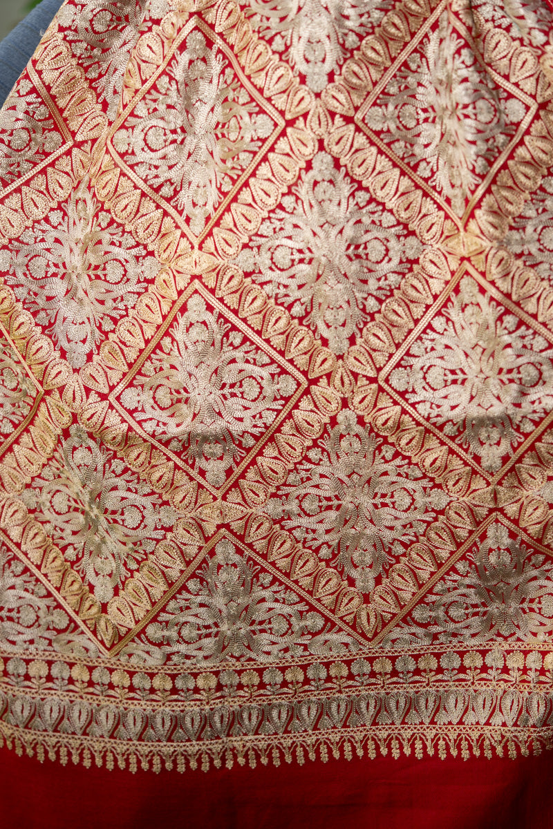 Heavy Embroidery Pashmina Shawl - 100% cashmere shawl