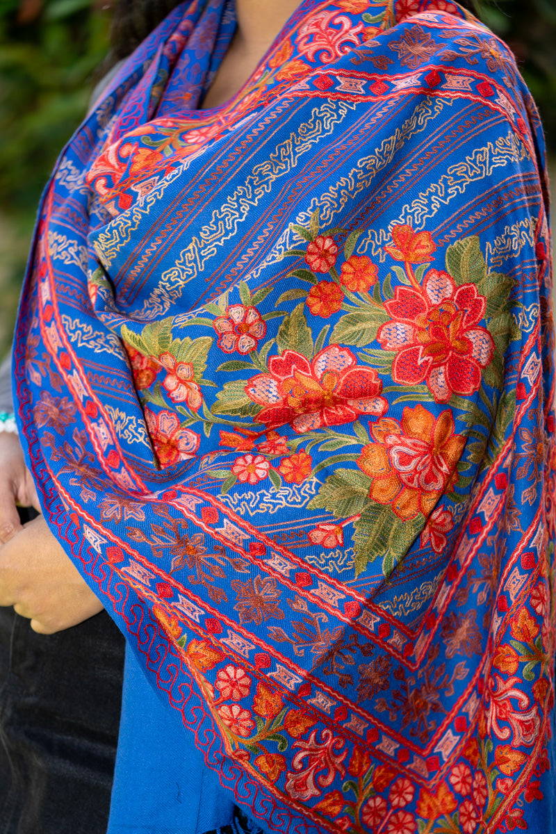 Heavy Embroidered Pashmina Shawl - handwoven cashmere shawl
