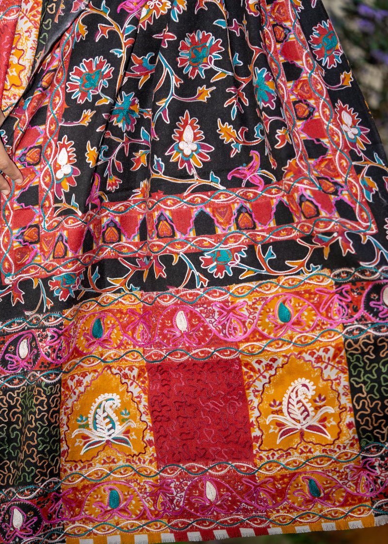 Heavy Embroidered Pashmina Shawl - 100 % authentic cashmere shawl