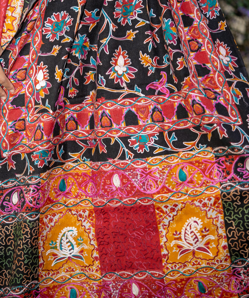Heavy Embroidered Pashmina Shawl - 100 % authentic cashmere shawl