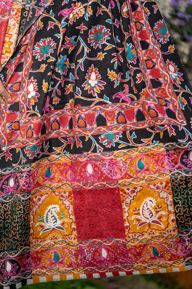 Heavy Embroidered Pashmina Shawl - 100 % authentic cashmere shawl