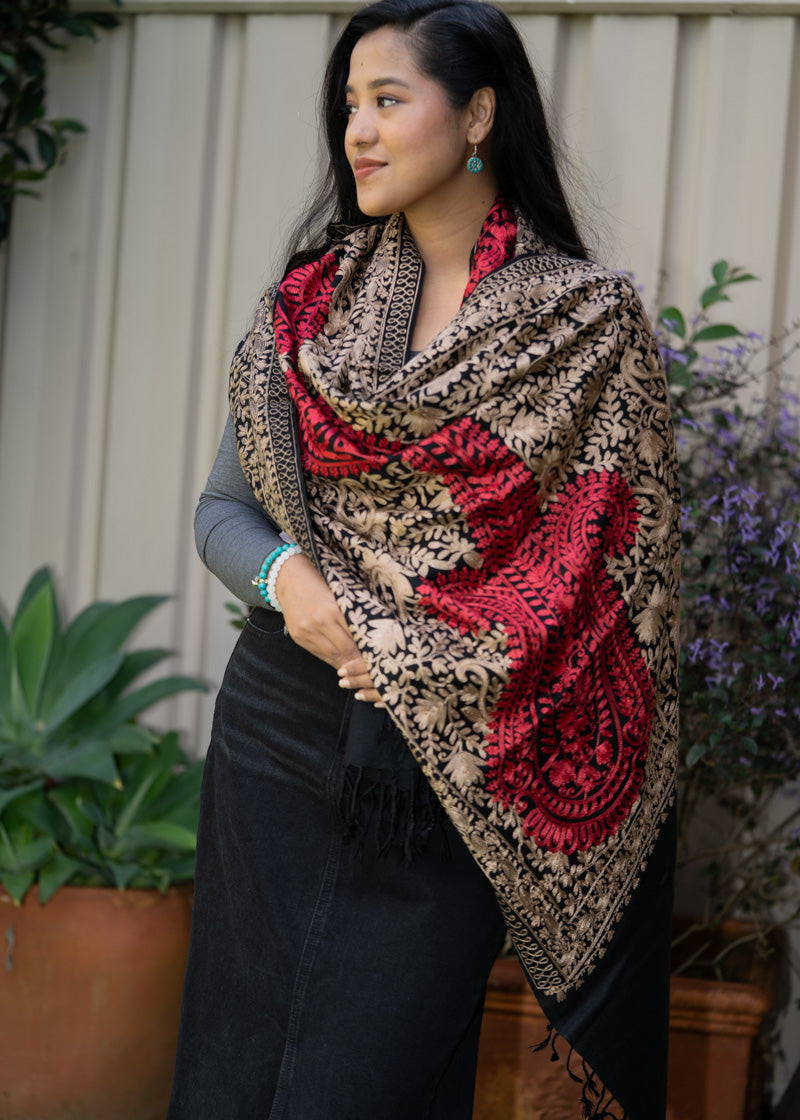 Heavy Embroidered Pashmina Shawl - Himalayas Shop
