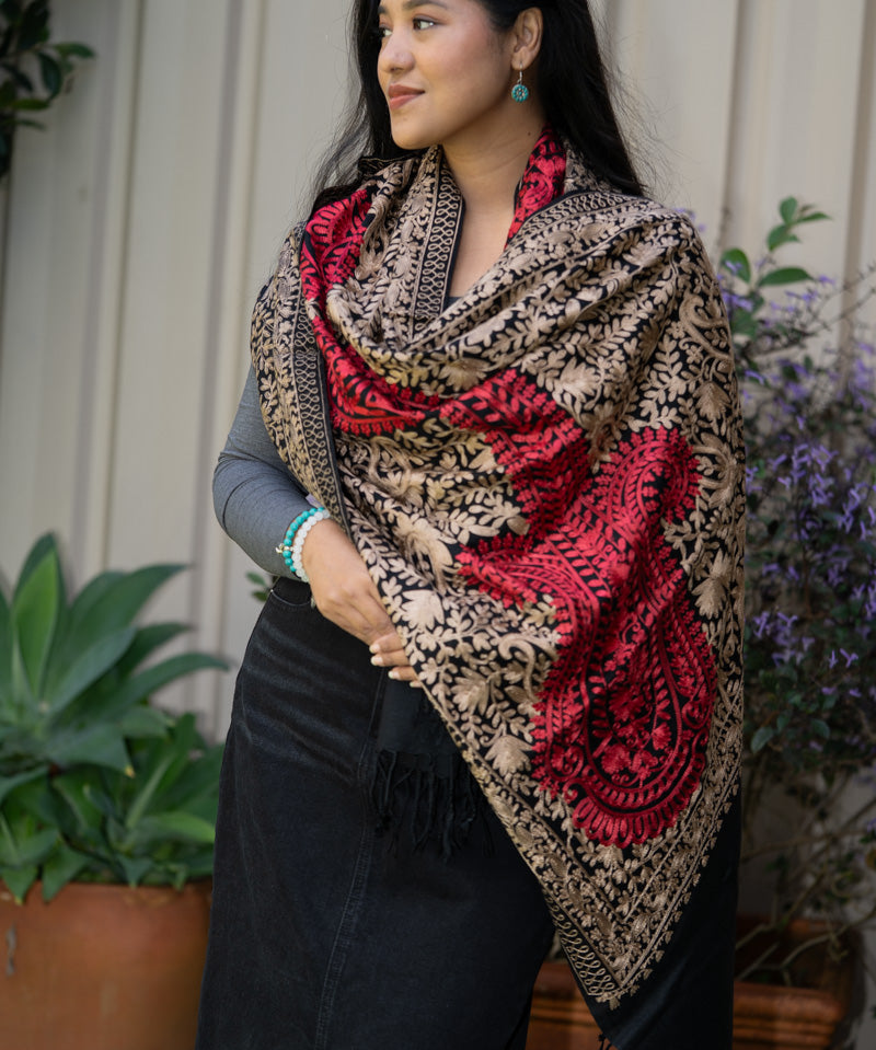 Heavy Embroidered Pashmina Shawl - Himalayas Shop
